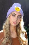 Smiley Face Ribbed Beanie 🙂 Beanies Leto Collection Lavender  