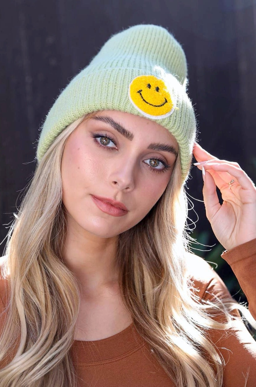 Smiley Face Ribbed Beanie 🙂 - NeoKira Unlimited