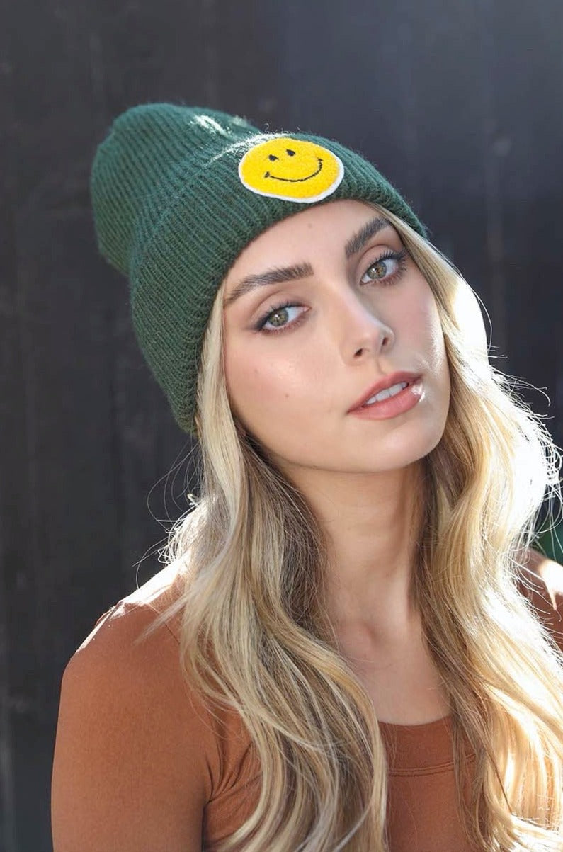 Smiley Face Ribbed Beanie 🙂 - NeoKira Unlimited