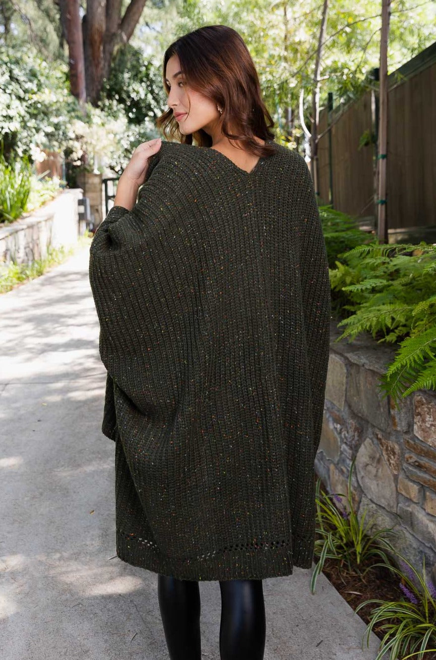 Snuggly Knit Haven Chunky Ribbed Pocket Ruana Ponchos