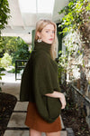 SnugStyle Turtleneck Ribbed Knit Poncho with Armholes Ponchos Leto Collection   