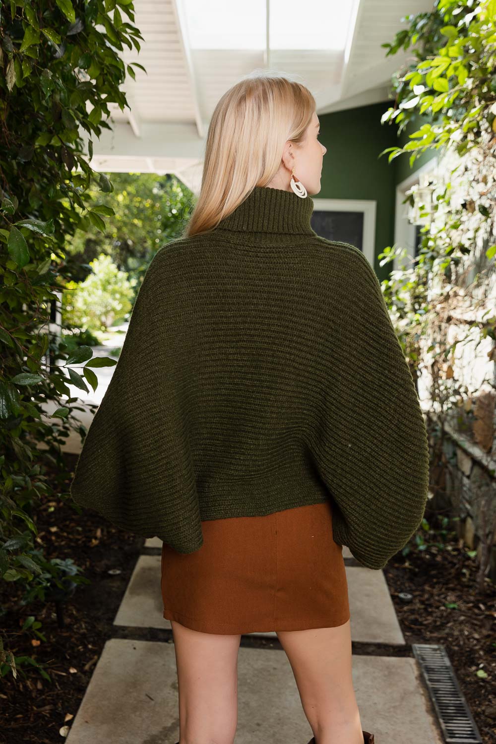 SnugStyle Turtleneck Ribbed Knit Poncho with Armholes - NeoKira Unlimited