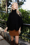 SnugStyle Turtleneck Ribbed Knit Poncho with Armholes Ponchos Leto Collection   