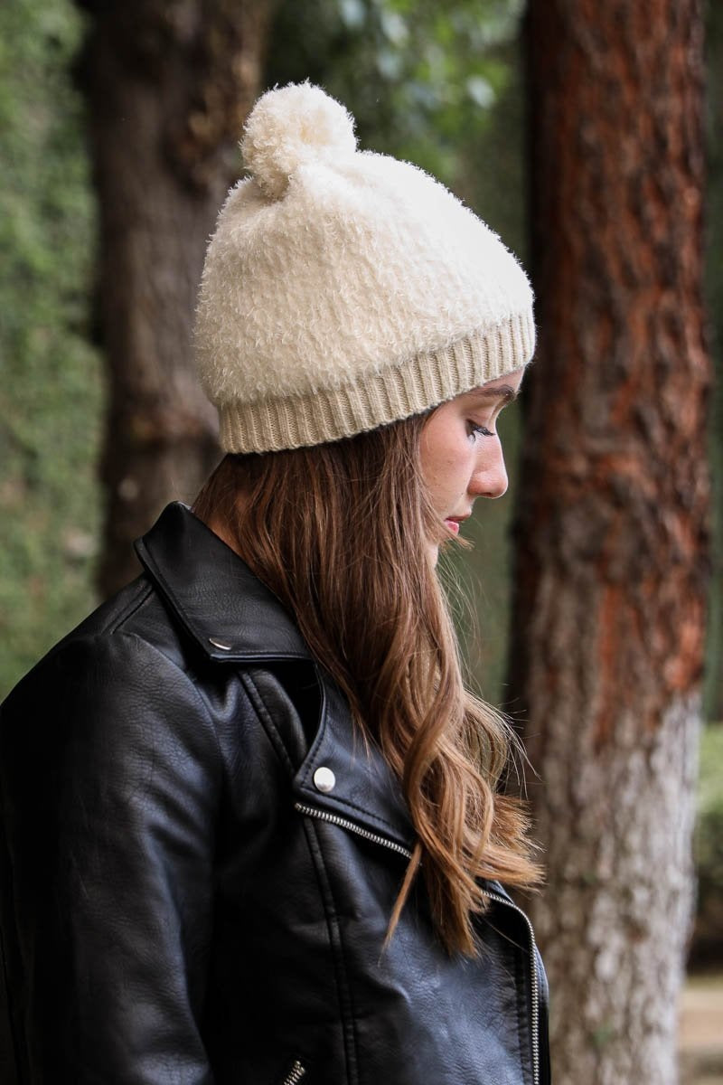 Soft Furry Pom Knit Beanie - NeoKira Unlimited