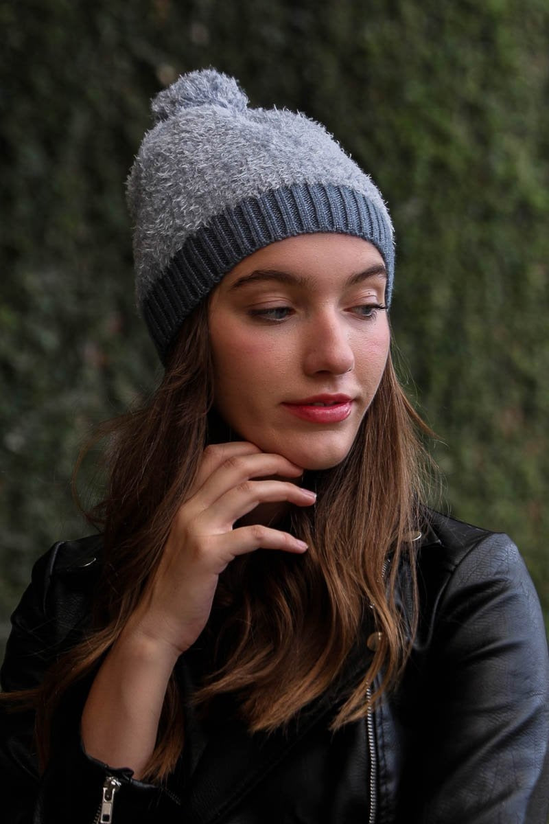 Soft Furry Pom Knit Beanie - NeoKira Unlimited