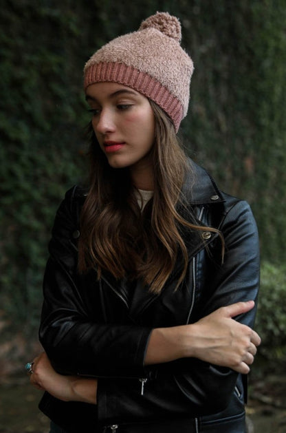 Soft Furry Pom Knit Beanie Hats & Hair Rose