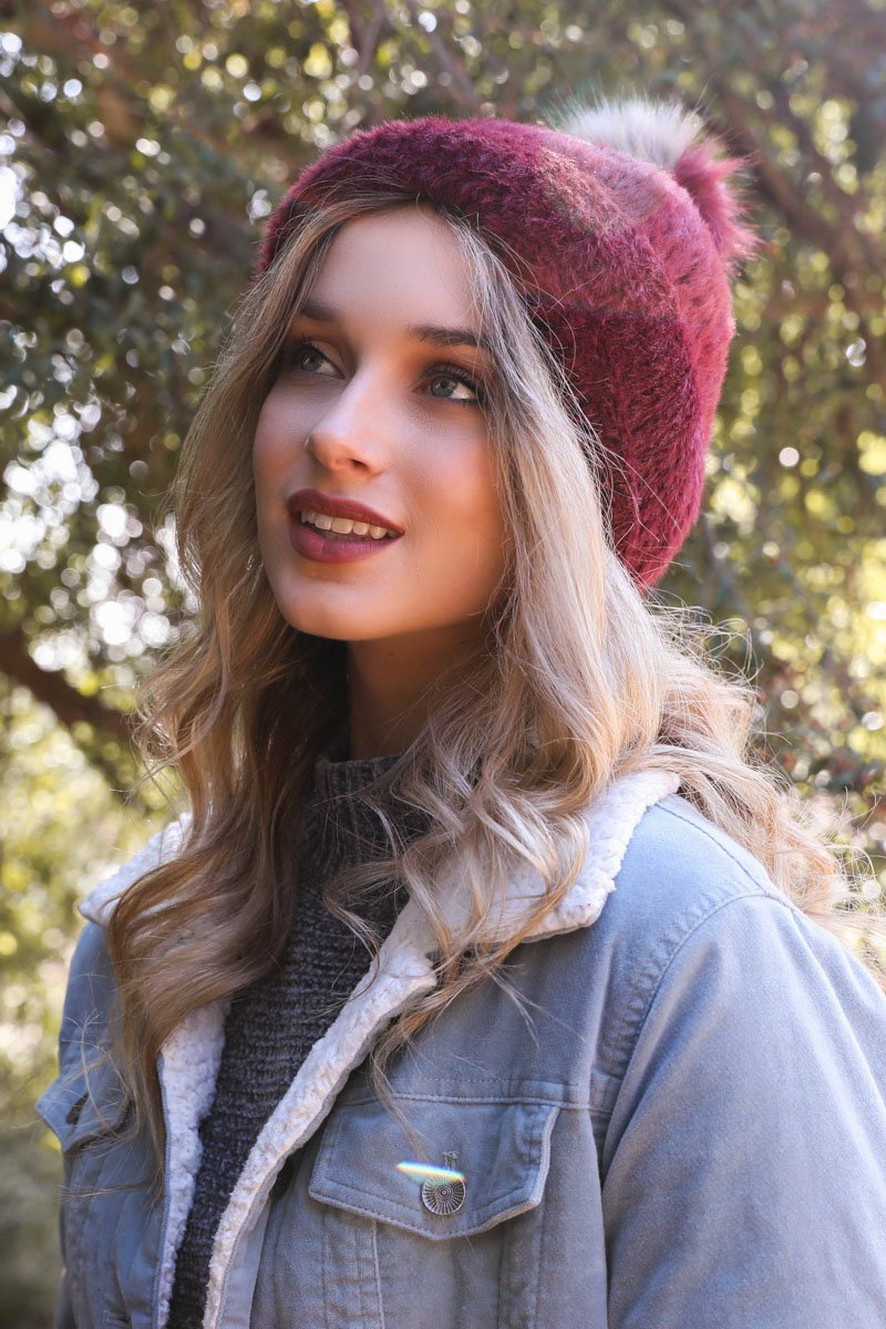 Soft Mohair Pom Beanie Beanies Leto Collection Burgundy  