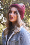 Soft Mohair Pom Beanie Beanies Leto Collection Burgundy  