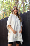 Modernized Hooded Poncho Ponchos Leto Collection Ivory  