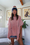 Modernized Hooded Poncho Ponchos Leto Collection Pink  