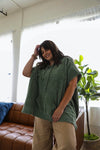 Modernized Hooded Poncho Ponchos Leto Collection Sage  