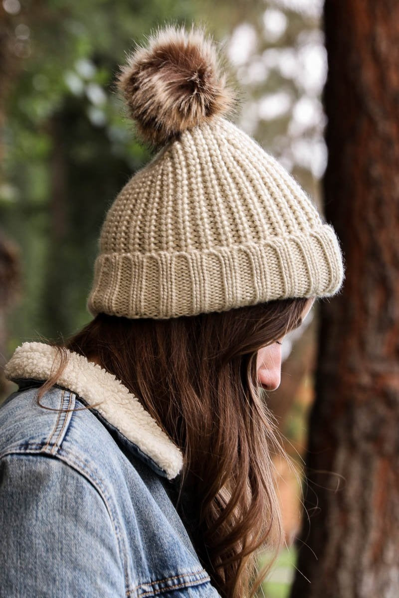 Soft Rib Knit Pom Beanie - NeoKira Unlimited