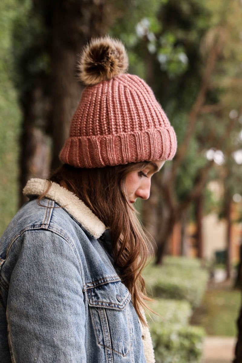 Soft Rib Knit Pom Beanie - NeoKira Unlimited
