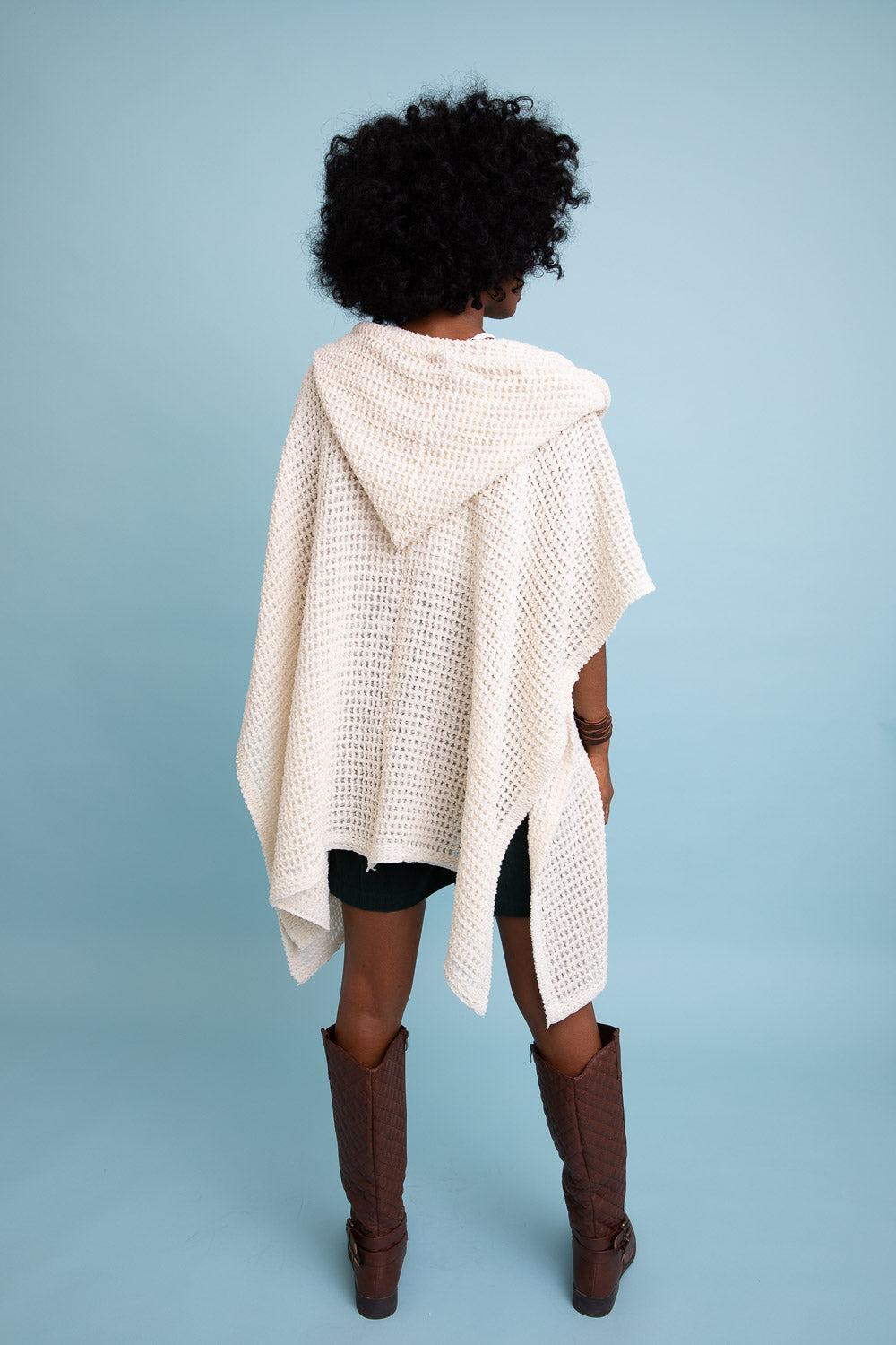 Soft Waffle Hooded Ruana Ponchos Leto Collection   