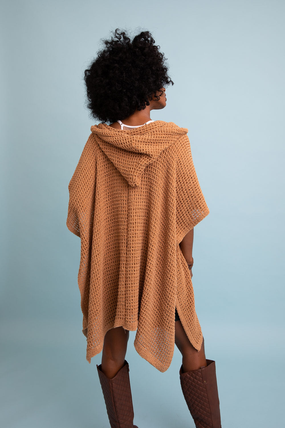 Soft Waffle Hooded Ruana Ponchos Leto Collection   