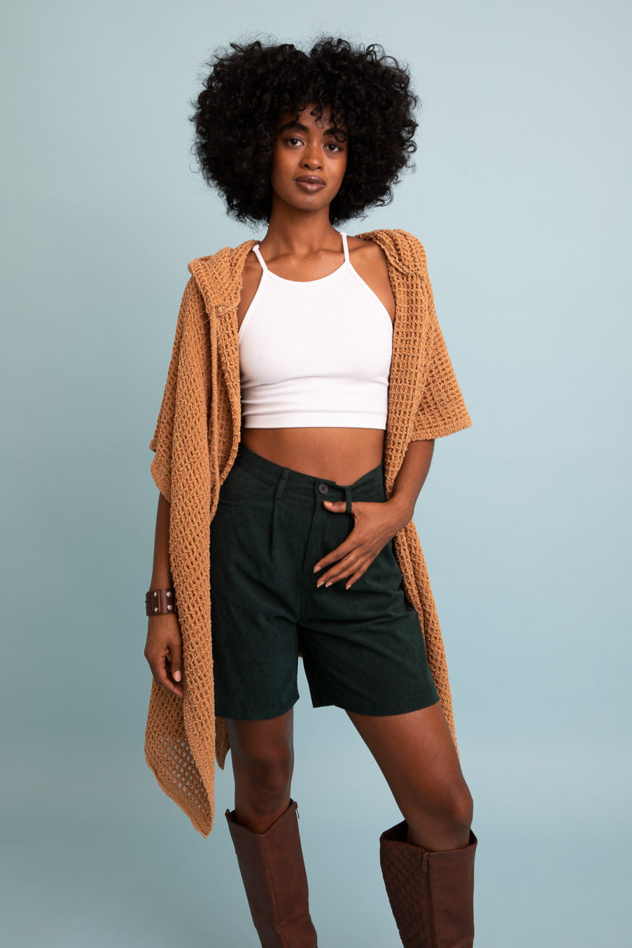 Soft Waffle Hooded Ruana - NeoKira Unlimited