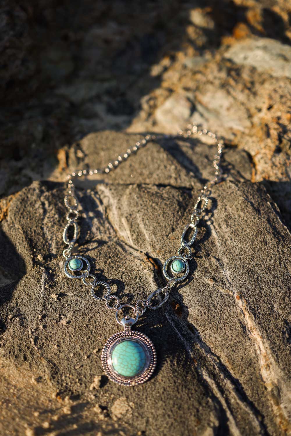 Soleil Turquoise & Silver Link Necklace✨ - NeoKira Unlimited