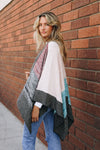 Space Knit Colorblock Ruana Ponchos Leto Collection   