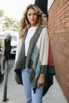 Space Knit Colorblock Ruana Ponchos Leto Collection Peach  