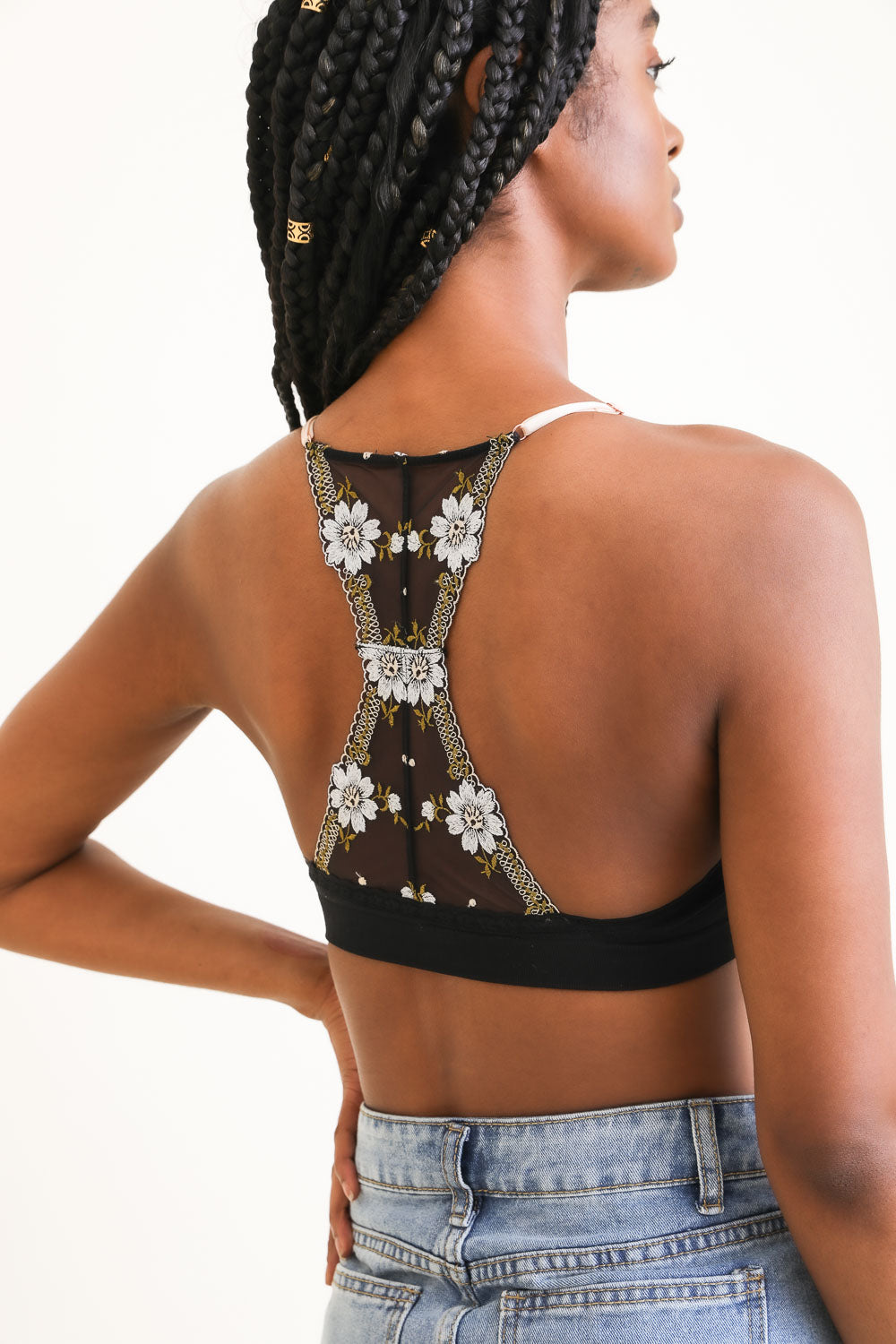 Spring Floral Lattice Bralette Bralette Leto Collection XS/S Black 