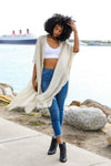 Sequin Border Frayed Kimono Kimono Leto Collection   