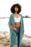 Sequin Border Frayed Kimono Kimono Leto Collection   