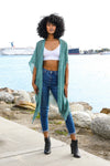 Sequin Border Frayed Kimono Kimono Leto Collection   