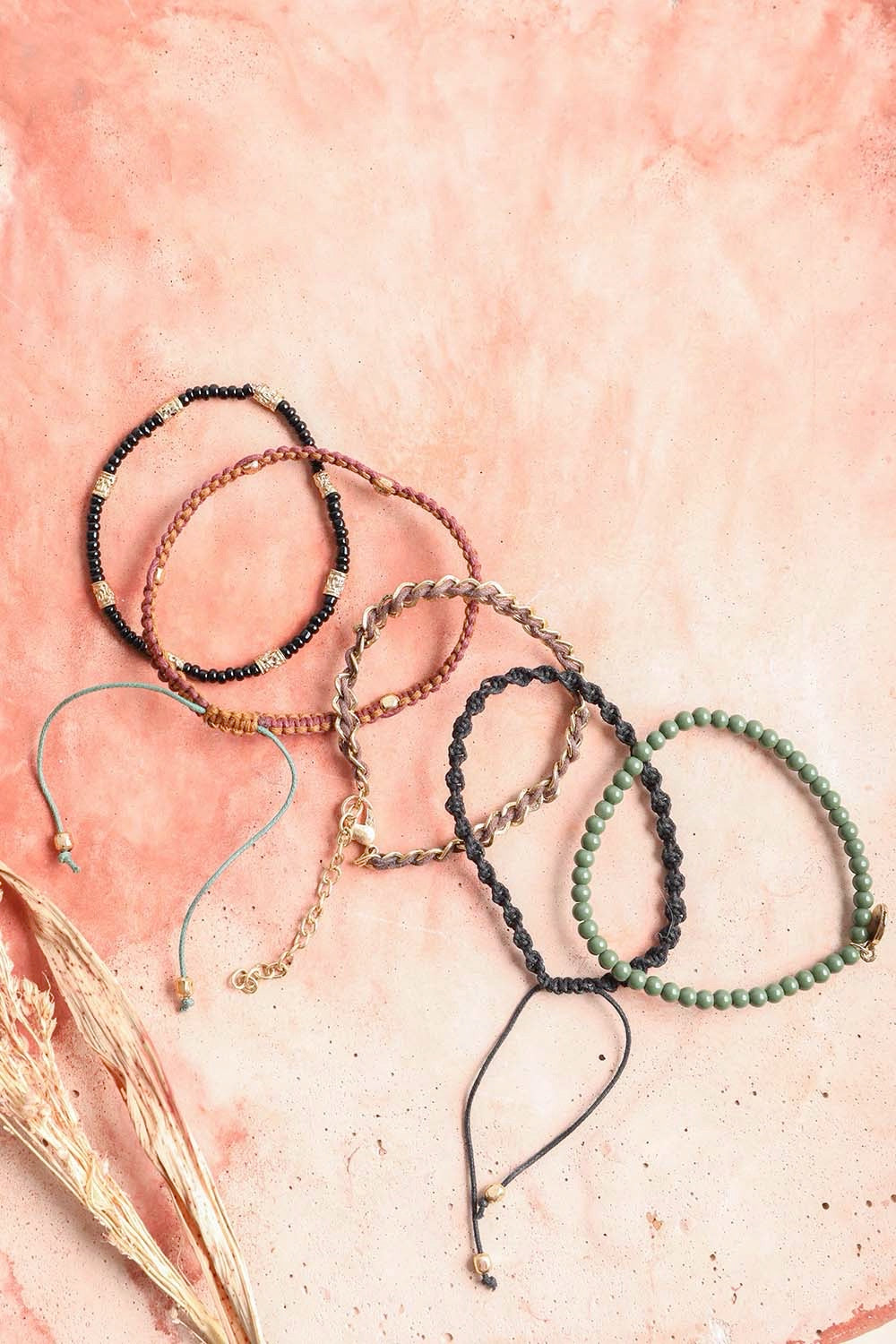 Stackable Bead & Woven Cord Bracelet - NeoKira Unlimited