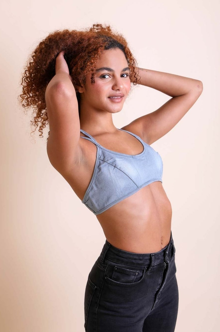 Stone Washed Denim Bralette - NeoKira Unlimited