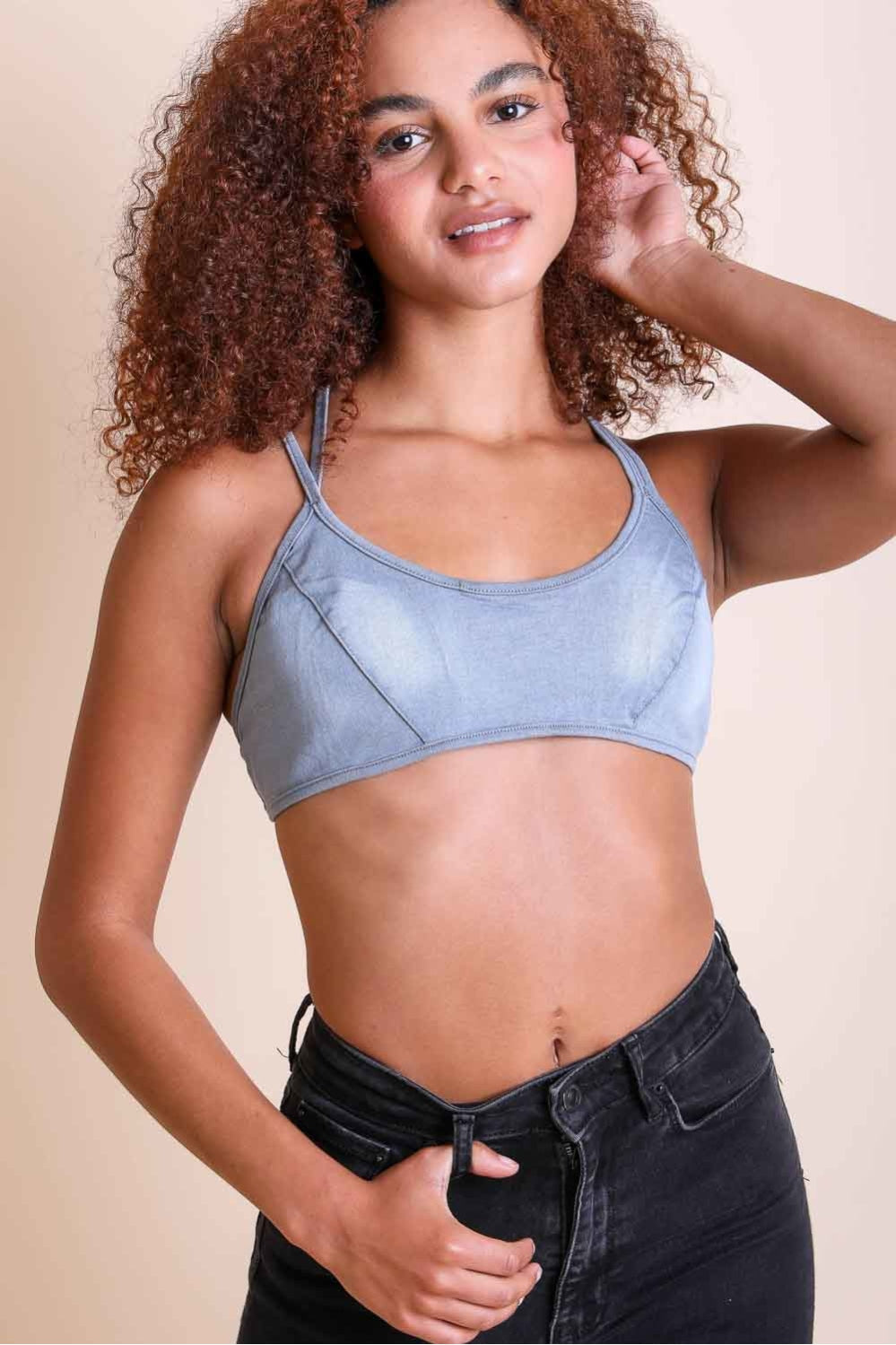 Stone Washed Denim Bralette - NeoKira Unlimited