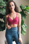 Strappy Back Geometric Lace Bralette Bralette Leto Collection Small Fuchsia 