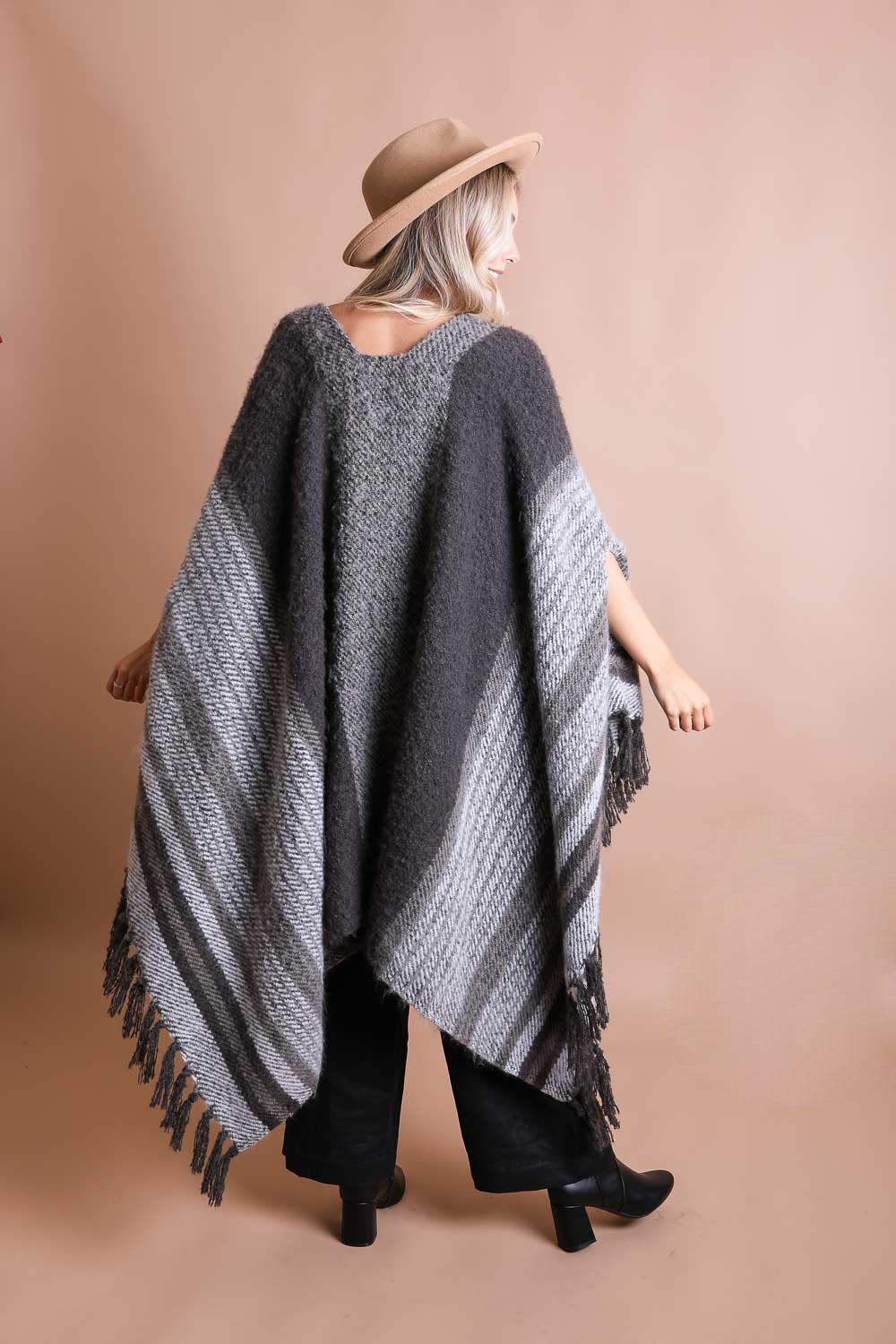 Stripe Bohemian Ruana Wrap Ponchos Leto Collection   