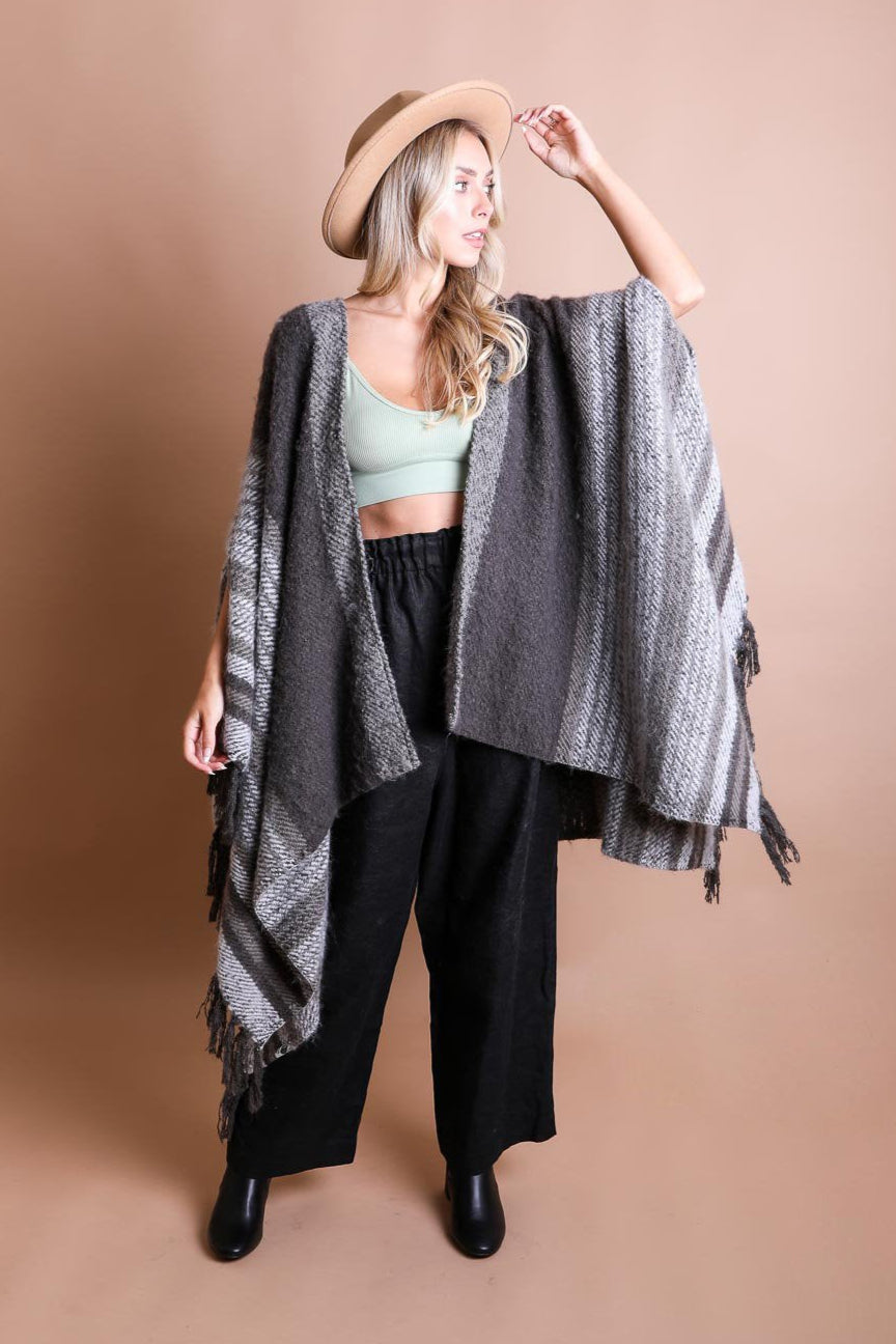 Stripe Bohemian Ruana Wrap - NeoKira Unlimited