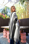 Striped Frayed Edge Ruana Ponchos Leto Collection   