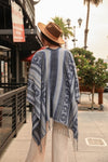 Striped Quatrefoil Flower Ruana Ponchos Leto Collection   