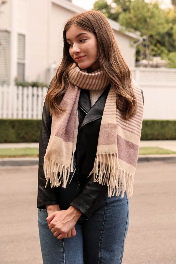 Striped Woven Tassel Scarf - NeoKira Unlimited
