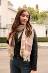 Striped Woven Tassel Scarf Scarves Leto Collection Mauve/Rose  