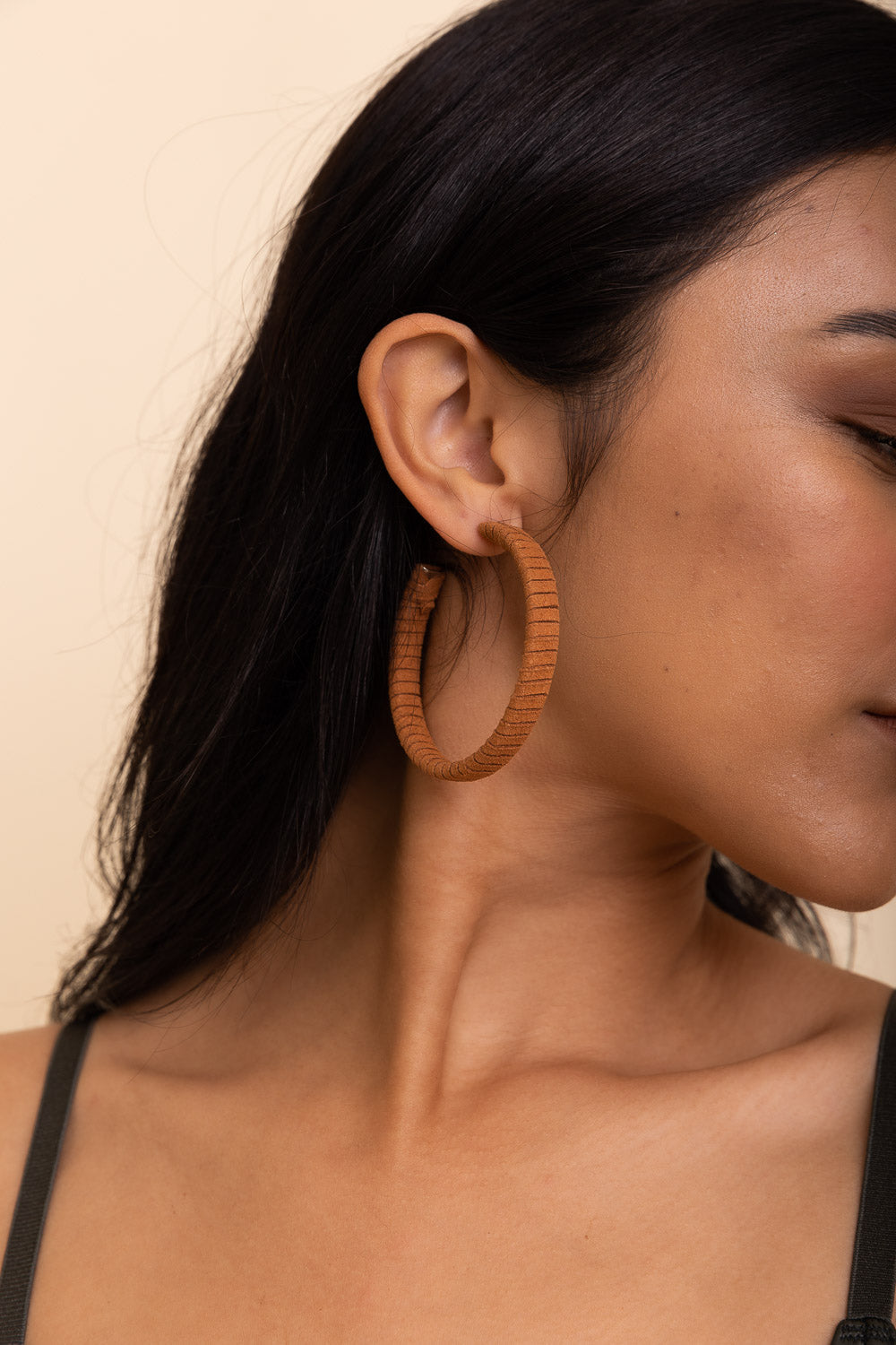 Suede Leather Wrapped Hoop Earrings - NeoKira Unlimited