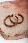 Suede Leather Wrapped Hoop Earrings Earrings Leto Collection Camel  