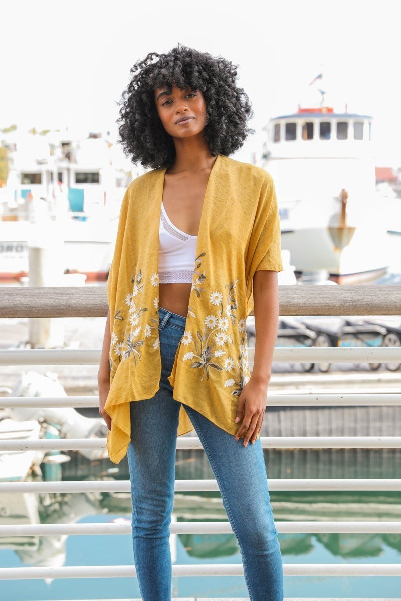 Spring Daisy Kimono Kimono Leto Collection Mustard  