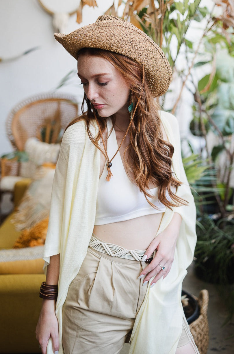 Spring Frayed Trim Kimono - NeoKira Unlimited
