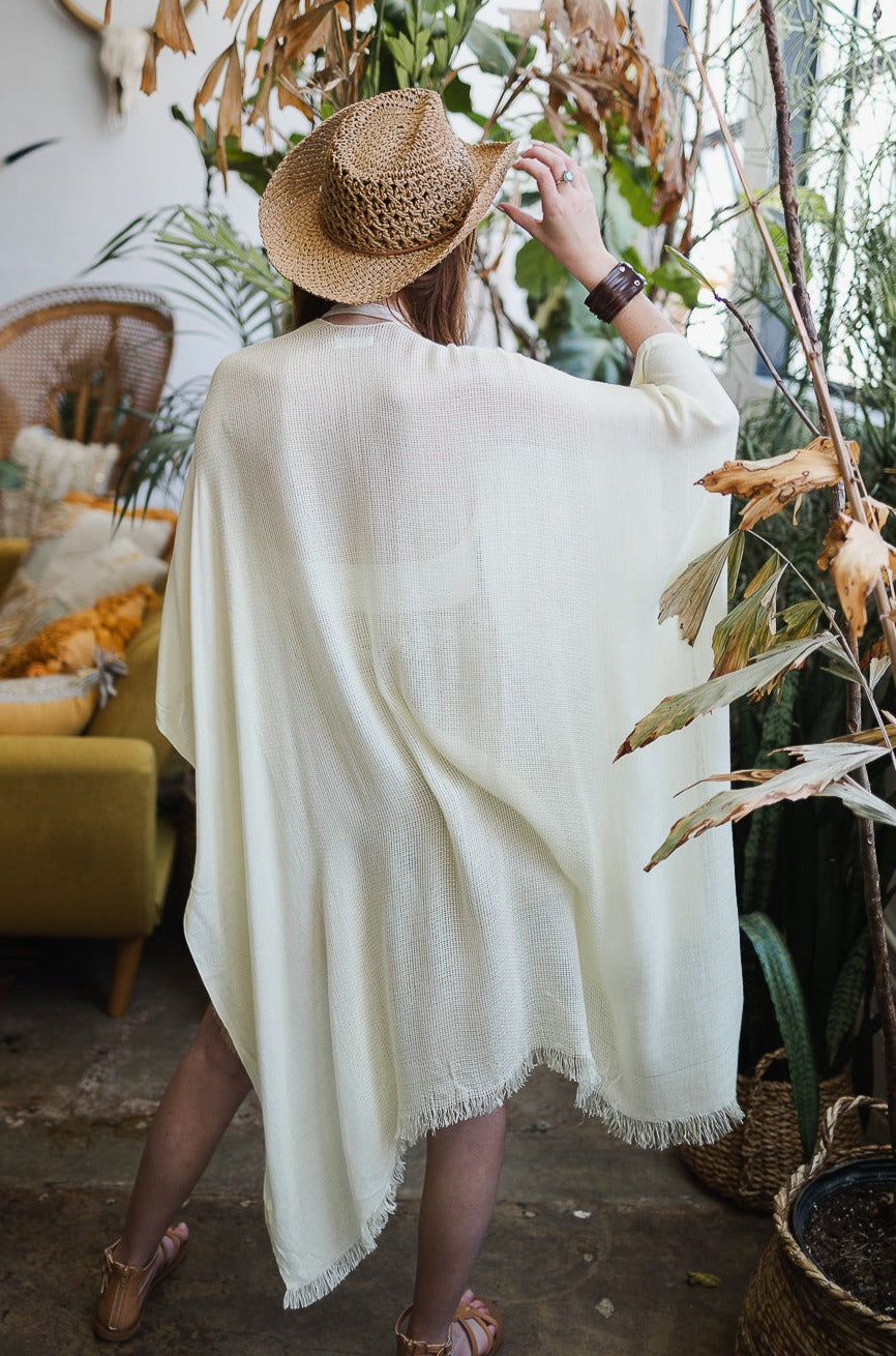Spring Frayed Trim Kimono - NeoKira Unlimited
