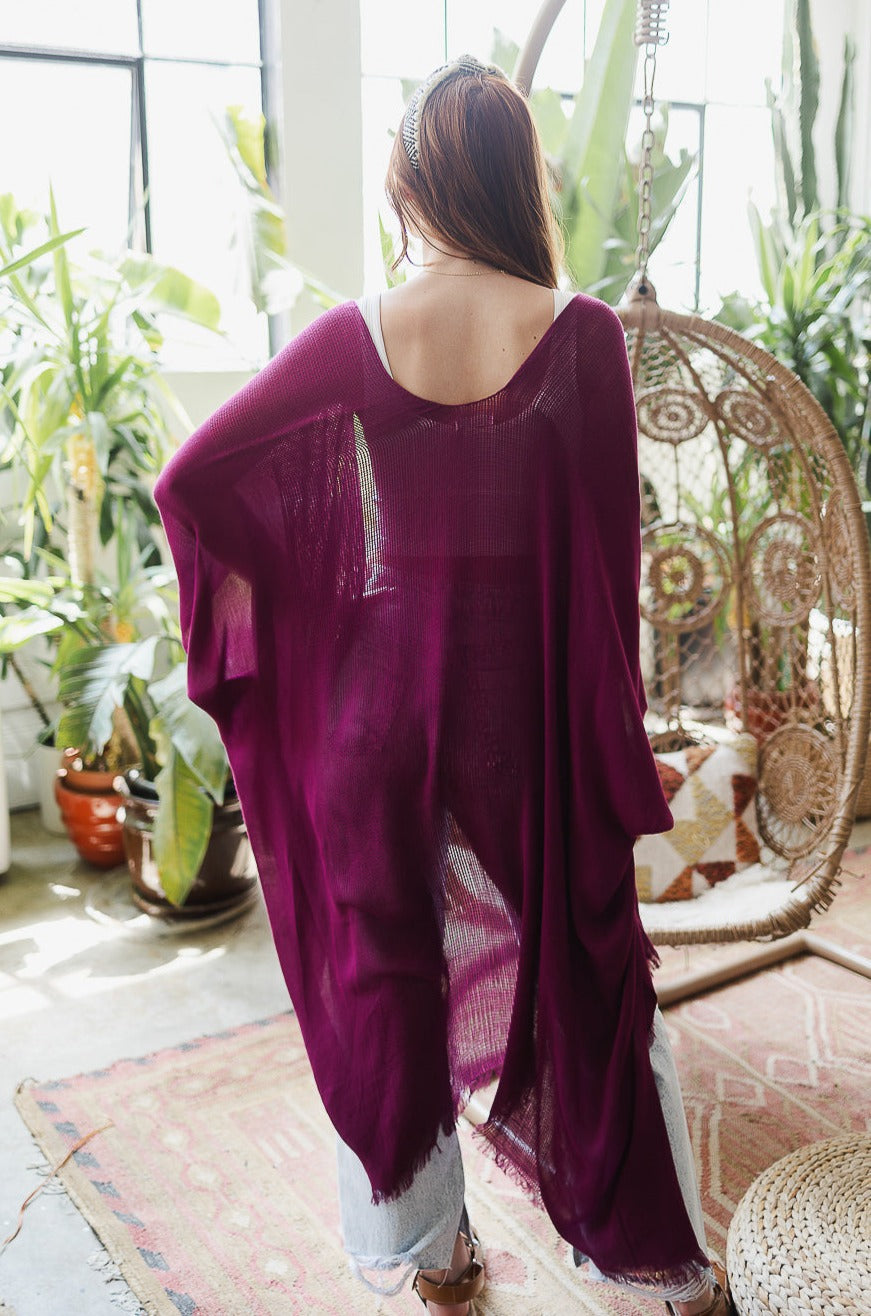 Summer Frayed Trim Kimono - NeoKira Unlimited