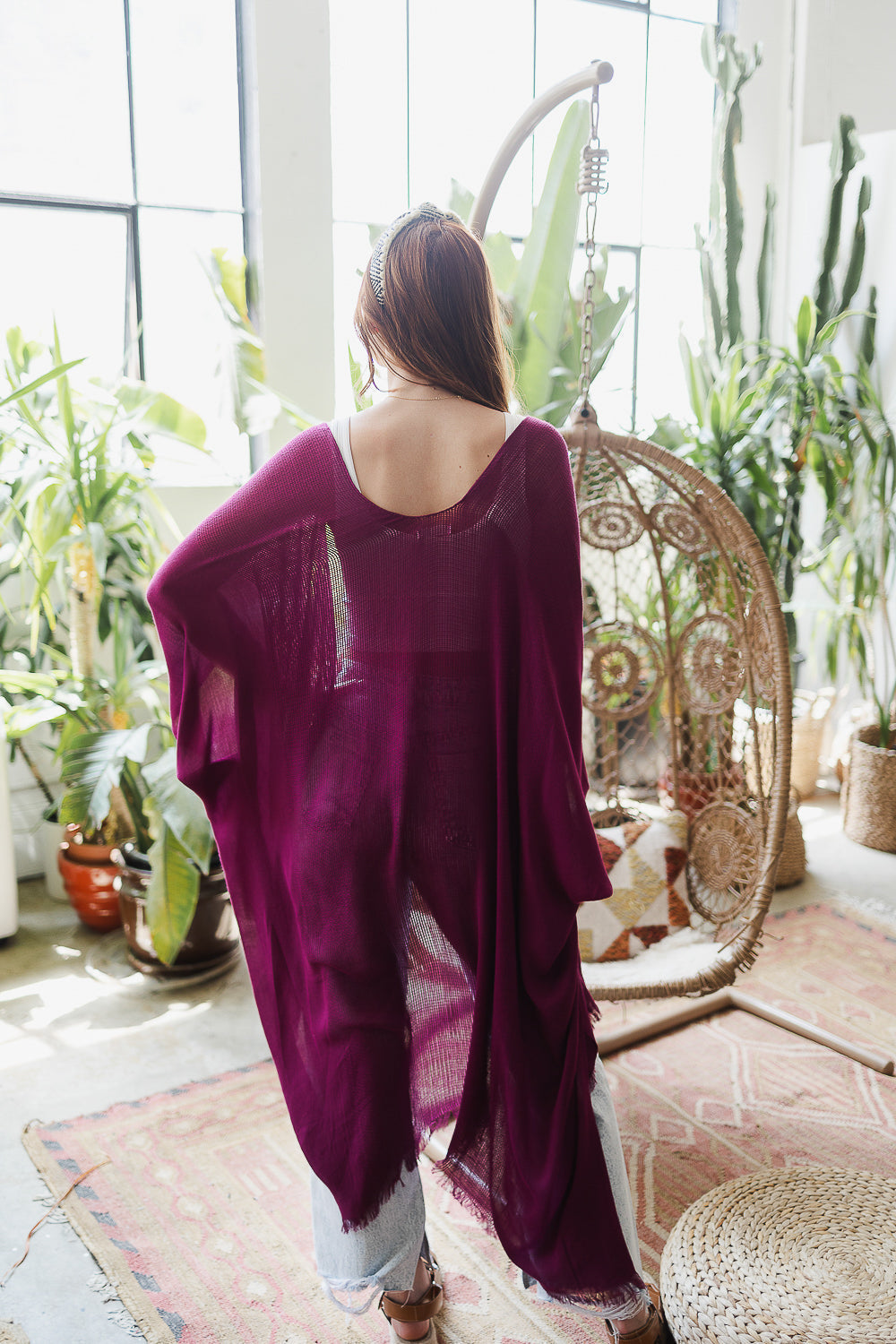 Spring Frayed Trim Kimono - NeoKira Unlimited