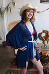 Summer Frayed Trim Kimono Ponchos Leto Collection   