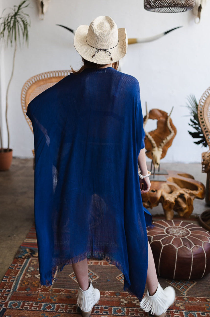 Spring Frayed Trim Kimono - NeoKira Unlimited