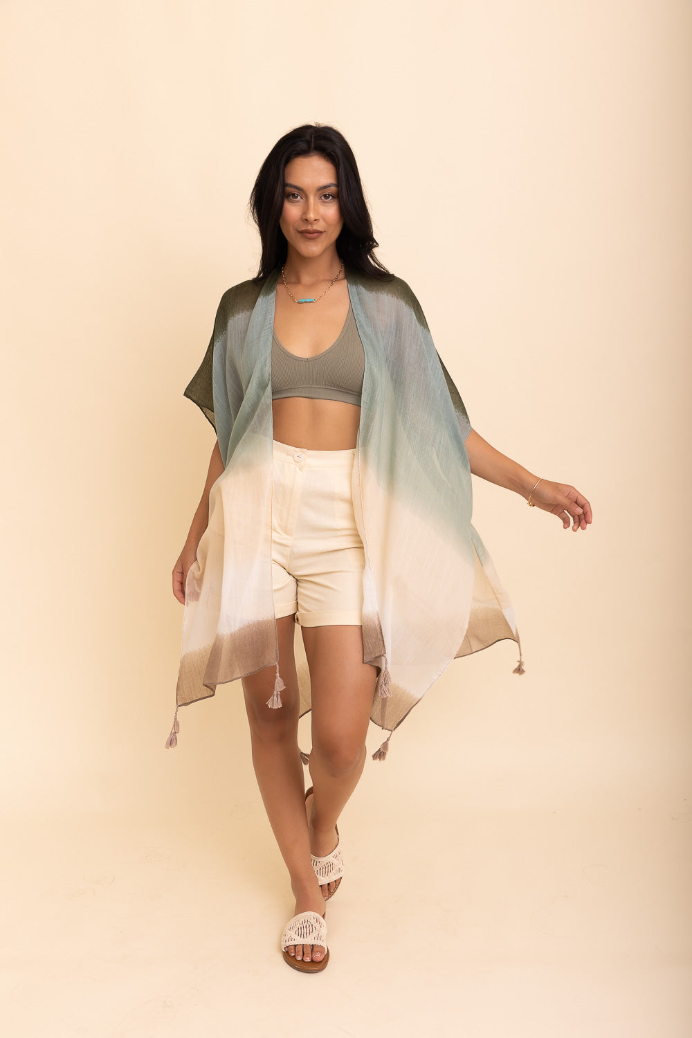 Summer Multi Gradient Kimono Kimono Leto Collection One Size Sage 