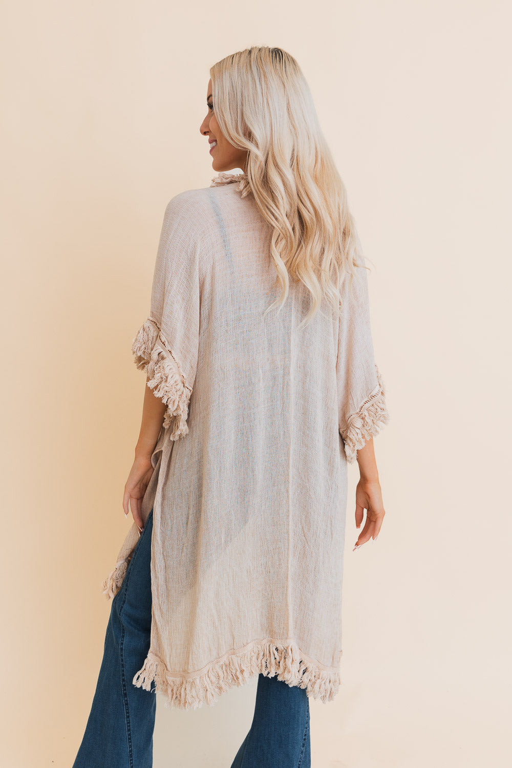 Sun Bleached Fringe Ruffle Kimono - NeoKira Unlimited