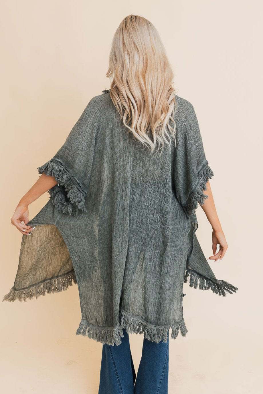 Sun Bleached Fringe Ruffle Kimono - NeoKira Unlimited