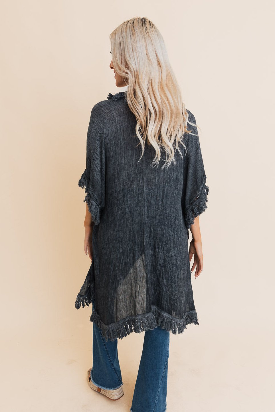 Sun Bleached Fringe Ruffle Kimono - NeoKira Unlimited